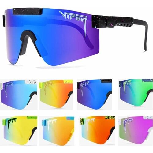 Hot pit viper flat top eyewear tr90 blue frame mirrored lens windproof sport fashion polarized sunglasses for man / woman uv400