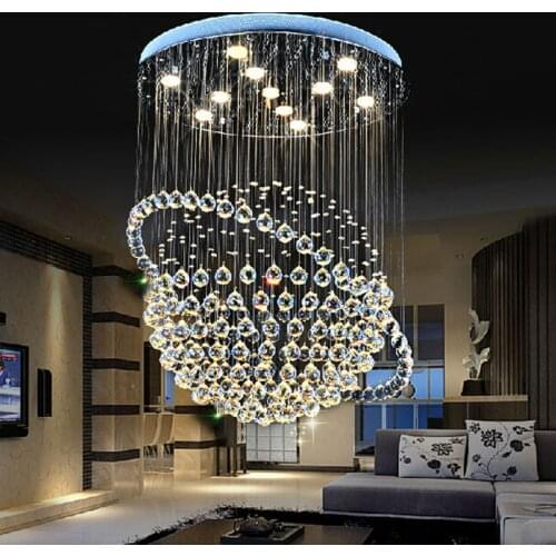 Crystal chandelier living room modern simple bedroom lamp round staircase chandelier creative dining room lamp dining room led