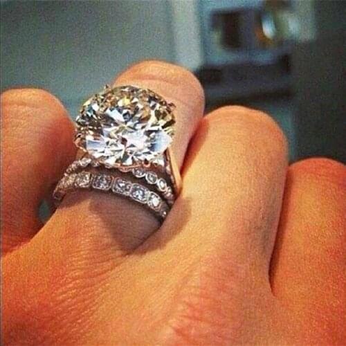 Classic 3 Pcs/Set Silver Color Inlaid White Zircon Crystal Female Alloy Ring for Women Party Wedding Engagement Jewelry