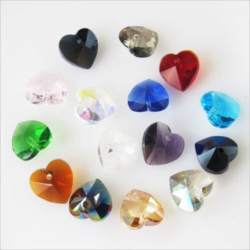 Fashion 20Pcs Faceted Heart Glass Crystal Rondelle Spacer Beads Charms 10mm