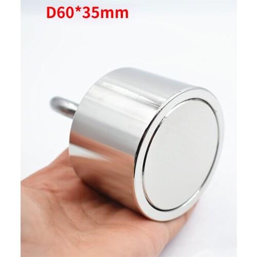 D60*35mm Strong Powerful Round Neodymium Magnet Hook Salvage Magnet Sea Fishing Equipments Holder Pulling Mounting Pot With Ring