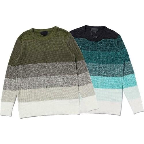 ST-076 High quality autumn and winter new fashion classic mens striped sweater round neck pullover sweater