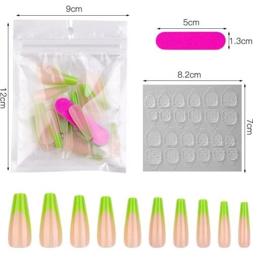 Full Cover French Nails Press on Tips Coffin False Acrylic Ballerina 20pcs Faux Ongle Nails Fingernails Reusable Wear Tips