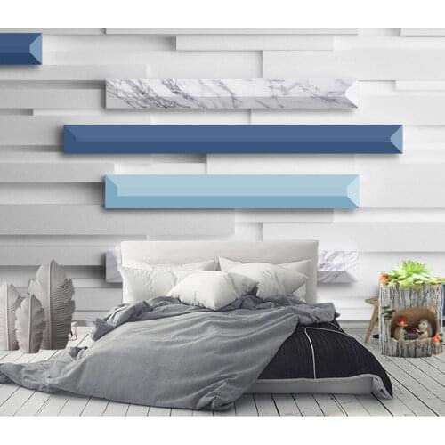Bacal custom 3D wallpaper mural 3d three-dimensional geometric square blue marble background living room 5d wall paper decor