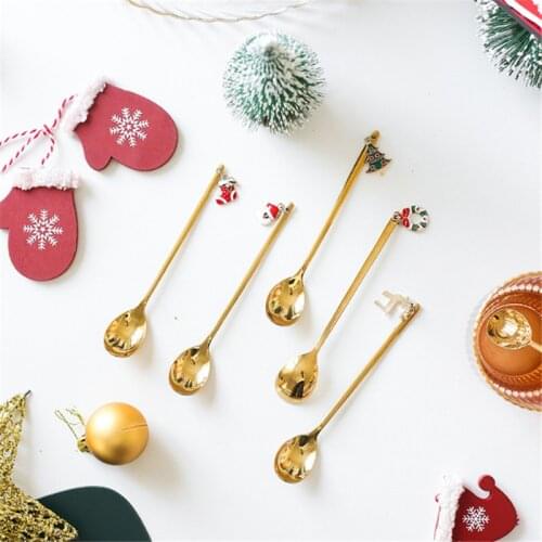 Navidad Noel 1pcs Christmas Decoration Metal Spoons for Home Christmas Decoration Tableware Merry Christmas 2020 Christmas Gifts