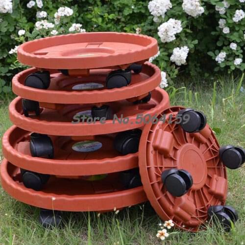 2020 New Plant Flower Pot Tray Stand Round Wheel Removable Resin Garden Plate Round Wheel Plant Stand