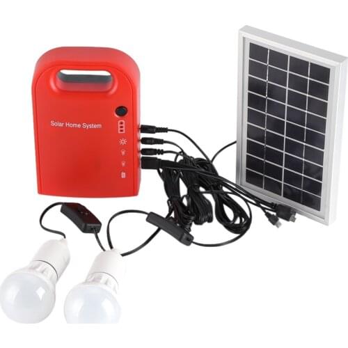 Portable Home Outdoor Solar Energy USB Charging 2 LED Bulbs Power Generation Lighting System