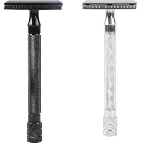 Adjustable Safety Shaving Razor With Small Brush & Blade Classic Mens Shaving