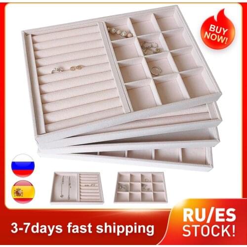 Pink Velvet Jewelry Organizer Earrings Ring Display Case Tray Holder Necklace Bangle Storage Box Showcase Jewelry Stand Holder