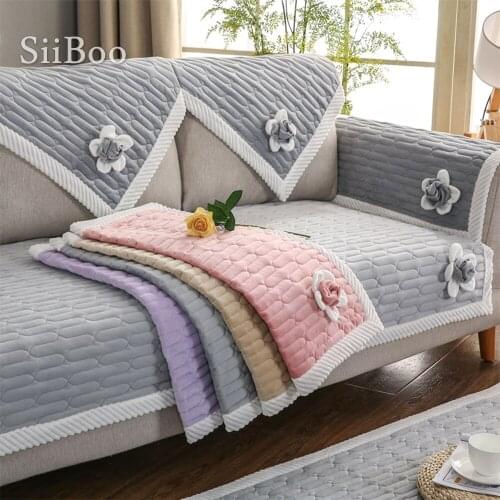 Grey pink purple beige quilted embroidered crystal velvet non-slip sectional sofa covers for living room housse canapé SP6148