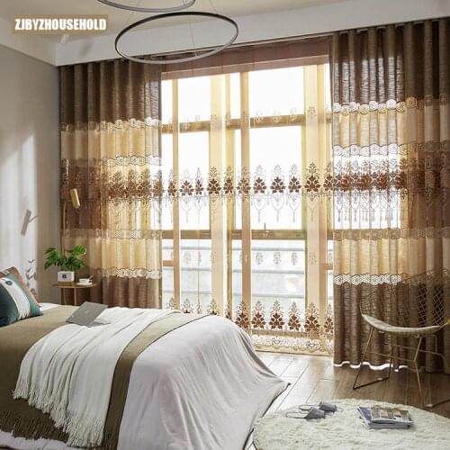 European Style Joint Embroidery Shade Curtains for Living Dining Room Bedroom