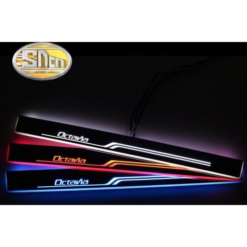 SNCN 4PCS Car LED Door Sill For Skoda Octavia 2015 2016 2017 2018 Ultra-thin Acrylic Dynamic LED Welcome Light Scuff Plate Pedal