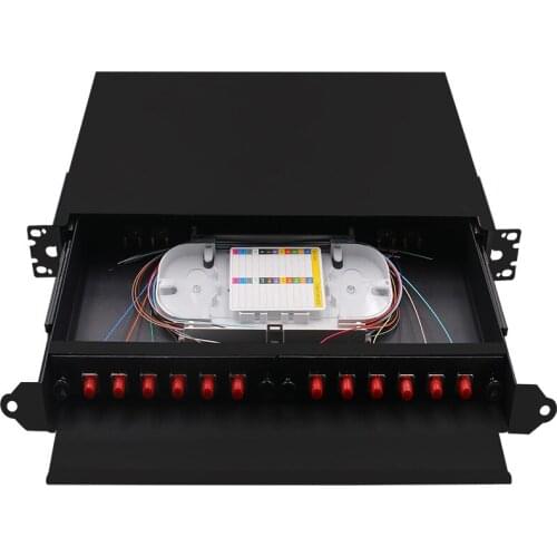 Rack Mount fiber termination box patch panel optical distribution frame ODF for FC 12 core pigtail Pull-out terminal box