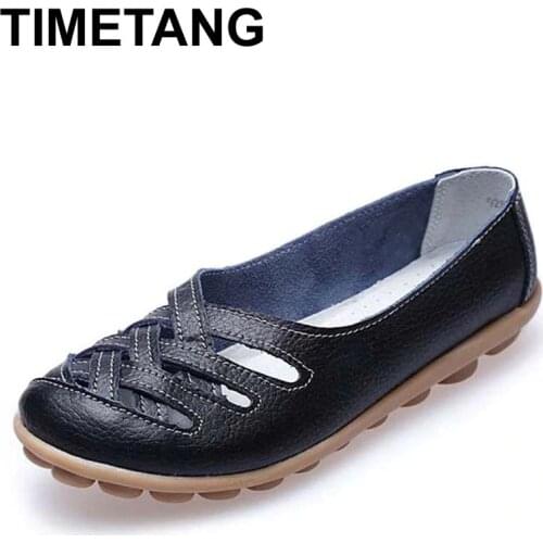 TIMETANG Fashion 10 colors Women Genuine Leather Mother Shoes Moccasins Womens Soft Leisure Flats Female Driving Shoe Flat