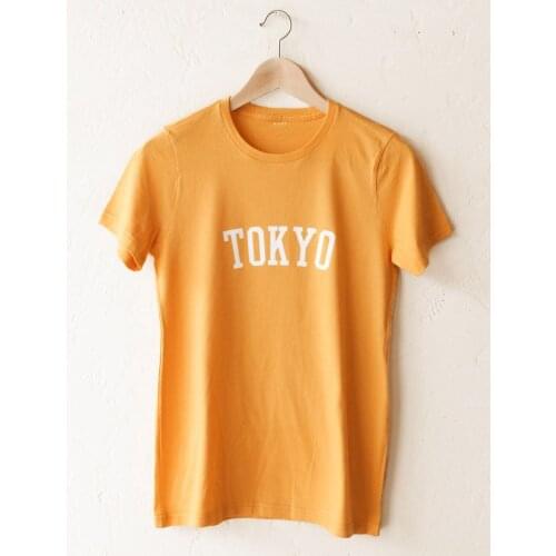 Tokyo Yellow Letter Print T-Shirt Summer Style Women Tumblr Fashion Vintage Graphic Tee Outfits Top grunge Top Tees- K387