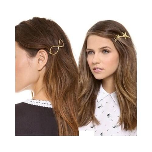 HOT Woman Alloy Geometric Hair Accessories Triangle Hair Clip Pin Metal Hairband Moon Circle Hairgrip Barrette Girls Holder