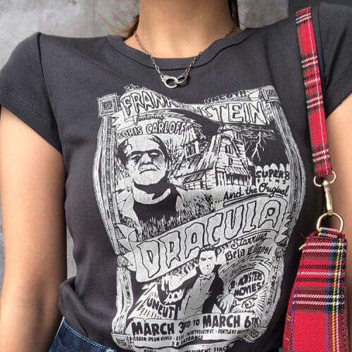 European and American fashion loose embossed letter embroidery T-shirt Y2k womens 2021 summer retro short sleeve