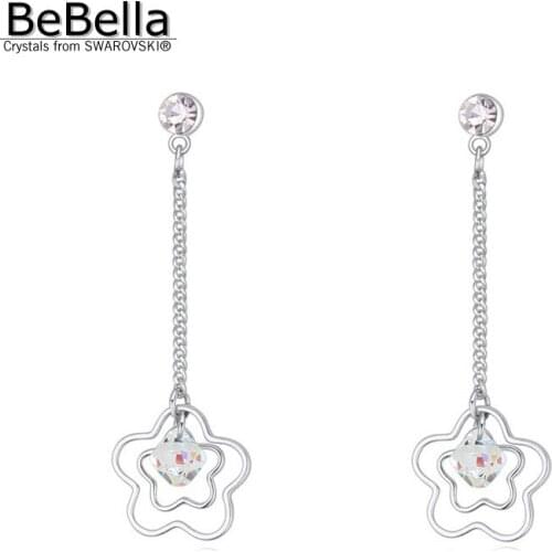 BeBella romantic star shape dangler earrings design for female made with Crystals from Swarovski for women gift