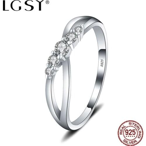 LGSY 925 Sterling Silver Rings For Women New Trendy Crystal Design Jewelry Making Fine Jewelry Gift Fashion Jewelry Rings DR1050