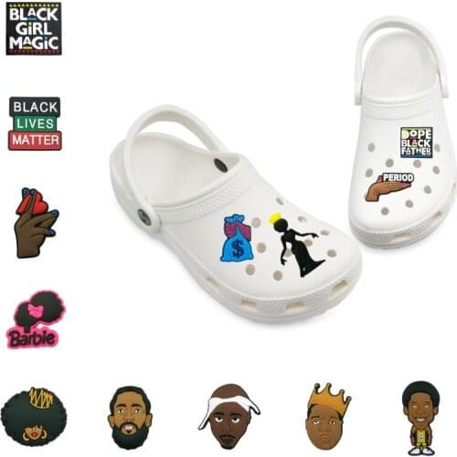 1-5pcs BLM PVC Shoe Charms Black Man Lives Matter Garden Shoe Accessories Money Bag Black Girl Magic Adult Clog Decorations
