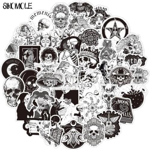 100PCS Horror And Thriller Black White Gothic Style Wind Stickers For Case Snowboard Laptop Luggage Decal Graffiti Sticker F5