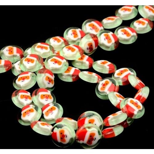 12mm Charm Pattern Flat Round Beads Lampwork Glass Beads Spacer Loose Beads For Jewelry Making DIY Bracelet Necklace