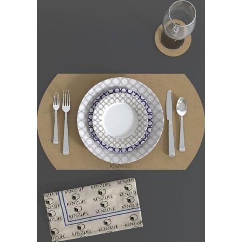 2pcs/set Solid Design Placemats With Coaster Non Slip Table Mats Kitchen Wood Mdf Accessories Home Pad Coaster Dining Table