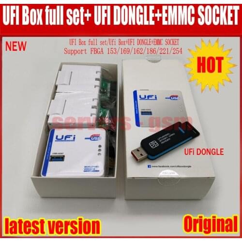 New 2021 original UFI Box full set /Ufi Box+UFI DONGLE+EMMC SOCKET Support FBGA 153/169/162/186/221/254 ful EMMC Service Tool