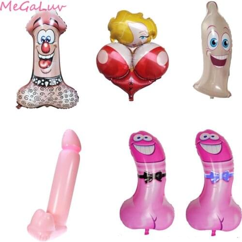 5Pcs Foil Penis Balloons Boobs Shape Inflatable Ballons Bachelorette Party Willy Balloon Adult Theme Hen Night Party Globos