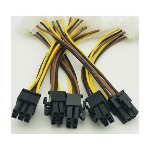 5PCS PCI-E 6Pin Female to Molex 4pin x2 Splitter SATA Power Cable Power PCI Express Extension Cables 15CM for BTC Miner Mining