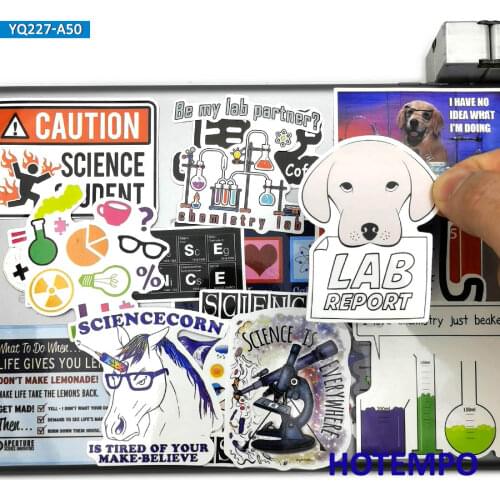 50pcs Science Laboratory Chemical Math Symbol Style Fashion Mix Stickers for Mobile Phone Laptop Suitcase Skateboard PAD Sticker