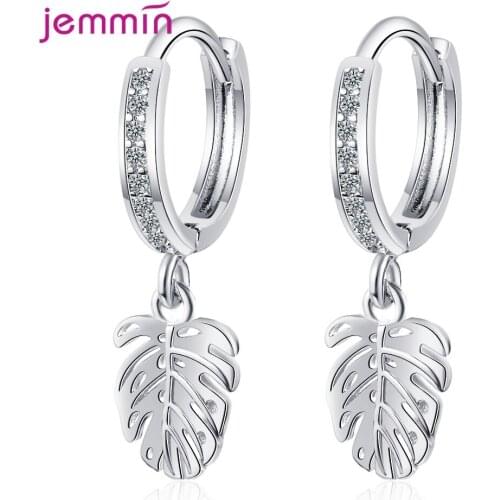 925 Sterling Silver Small Hoop Earrings Inlaid Zircon Star Feather Tassel Earrings for Women Wedding Jewelry Gifts Wholesale