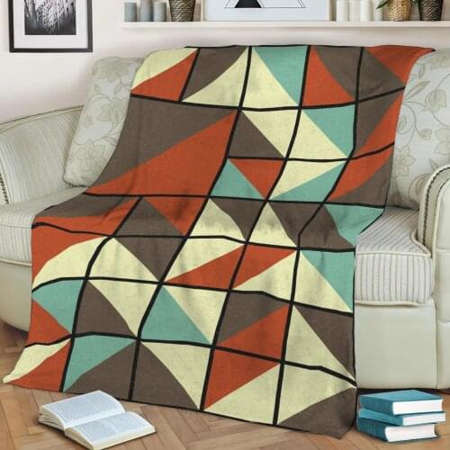 Abstract Geometric Pattern 3D Printed Velvet Plush Throw Fleece Blanket Bedspread Sherpa Blanket Home Decora