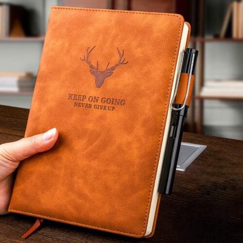 360 Pages A5 Faux Leather Thick Business Notebook Sketch Journal Diary with Pen