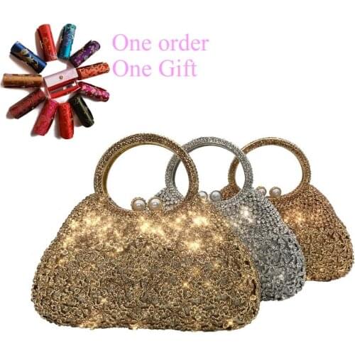 Ladies Rhinestone Handbag Hollow Out Crystal Purse Diamond Women Evening Clutch Bags For Wedding Party