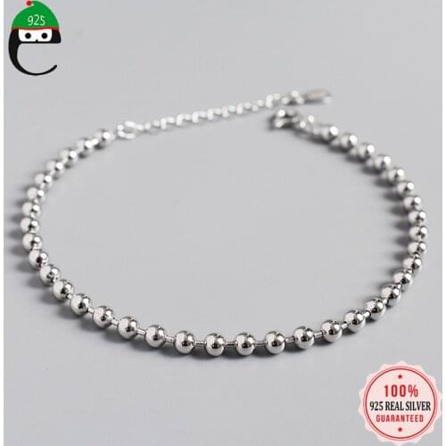 ElfoPlataSi Real 925 Sterling Silver Fashion Sweet 3mm Beads Charm Bracelet For Women Wedding Party Fine Jewelry Gift DS186
