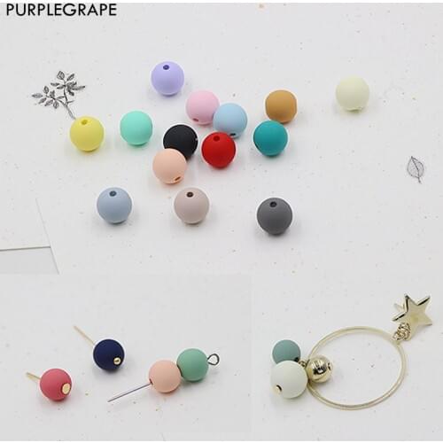 PURPLEGRAPE 8mm diameter straight hole matt frosted paint pearl DIY earring material necklace hair accessory accessories a pack2