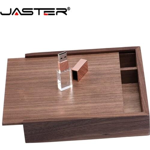 JASTER 1PCS FREE LOGO walnut Photo Unique Album Wood usb+Box Memory stick Pendrive 64GB Photography Wedding Studio 170*170*35mm