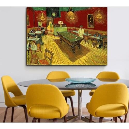 Famous Painting Van Gogh Night Cafe Oil Painting Art Posters and Prints Wall Art Canvas Paintings Living Room Home Decorations