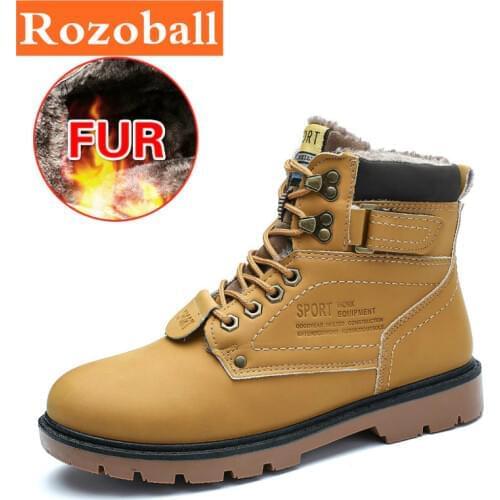 Classic Leather Men Boots Winter Plush Fur Super Warm Snow Boots Men Casual Shoes Sneakers High Top Waterproof Ankle Boots Men