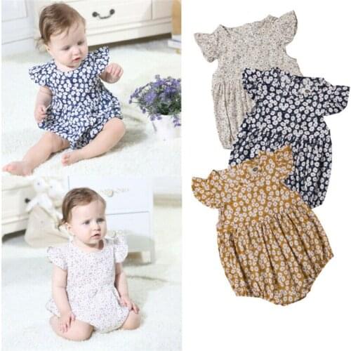 Flower Newborn Baby Girl Rompers Summer Baby Girls Clothing Ruffles Rompers Jumpsuit Playsuit