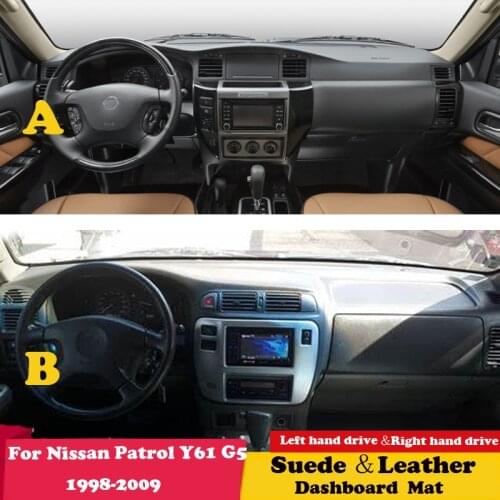For Nissan Patrol Y61 G5 1998 1999 2005-2009 GRX GR V Leather Dashmat Dashboard Cover Sunshade Carpet Dash Mat Accessories Suede