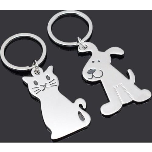 DUTRIEUX Metal Kitten Lucky Cat KeyChain for Women Men Car Bag High Quality Cute Dog Charm Keyring Accessries