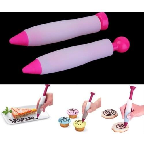 Cute Silicone Cake Cookie Pastry Cream Chocolate Syringe Decorating Pen Food Writing Pen For Cake Mold Cream Cup