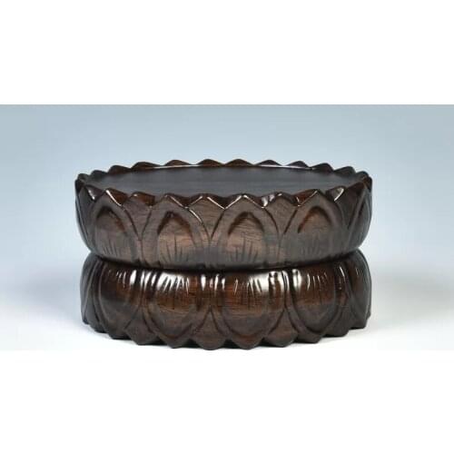 Hand-carved lotus base solid wood oval Bodhisattva base bonsai stone base set of three