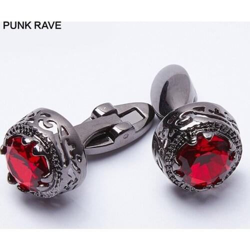 PUNK RAVE Mens Gothic Retro Drop Blood Metal Sleeve Buttons Punk Evening Party Dinner Fashion Men Shirt Cuffpins Accessories