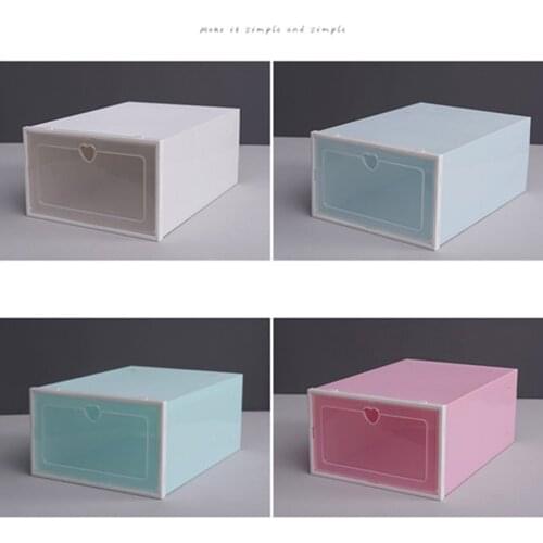 Plastic Shoe Box Shoe Storage Box Flip Cover Drawer Shoe Storage Artifact Thickening Transparent Clothing Organizer Modern PE