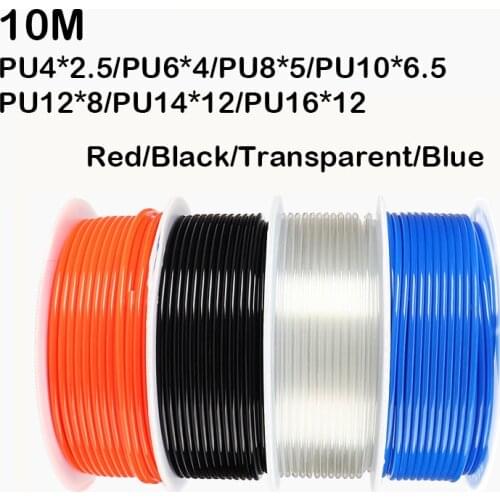 10M pneumatic hose pu pipe 4 * 2.5 mm 6 * 4 mm 8 * 5 mm 10 * 6.5 mm 12 * 8 14 * 10 mm 16 * 12 mm air tube compressor hose