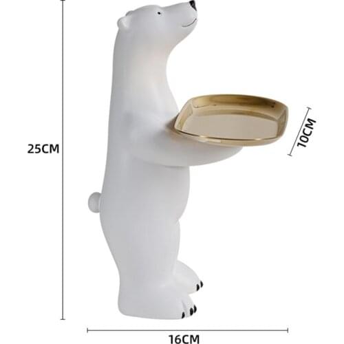 Resin Polar Bear Desktop Decoration Living Room Desktop Multifunctional Storage Tray Entrance Key Storage Toilet Tissue Box