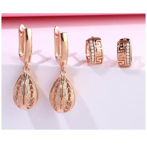 Multicolor Brass micro pave cz zircon cubic zirconia drop Hoop Earrings copper gold plated crystal women studs rhgg2